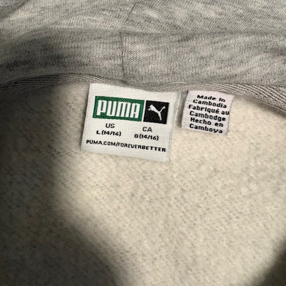 Puma Kids Gray Hoodie Sweatshirt & Jogger Pants Set Size L (14/16) - Picture 10 of 11